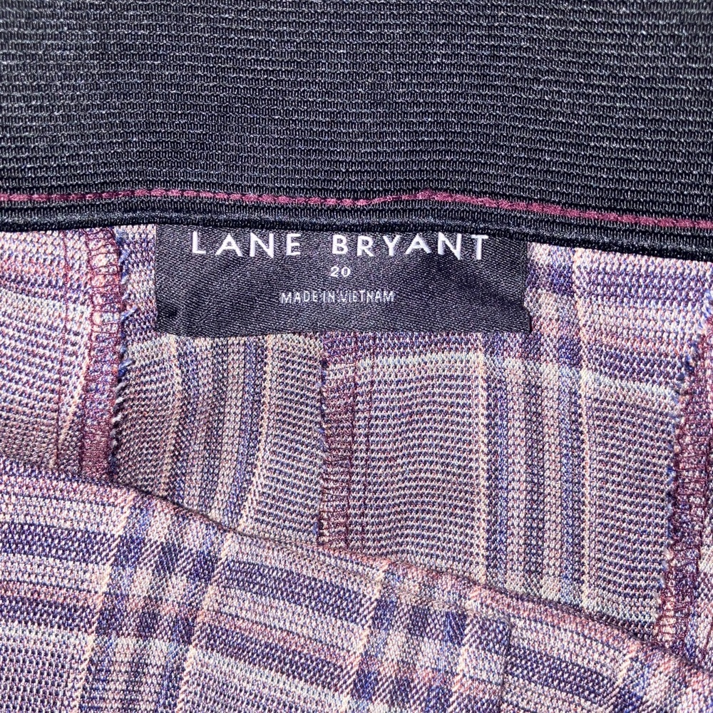 Lane Bryant Purple Plaid Pants Wide Leg Size 20